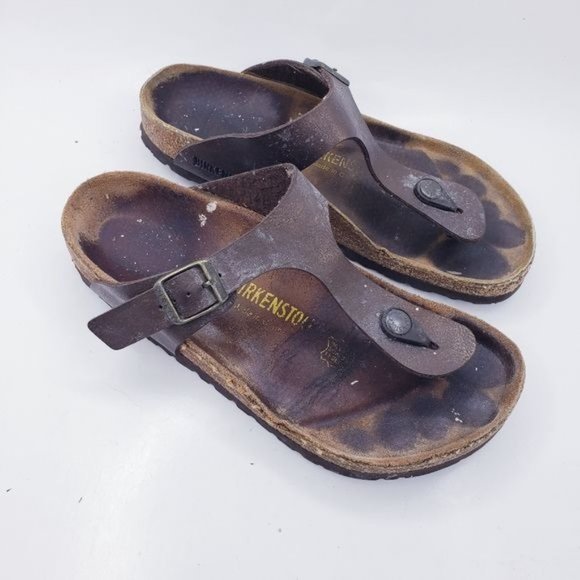 Birkenstock Gizeh Brown Slip On Leather Thong Sandals Women's Size 6 - Picture 12 of 12